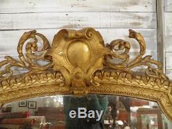 Old Fireplace Mirror Style Louis XV Gilt Wood Epoque Nineteenth Deco Castle