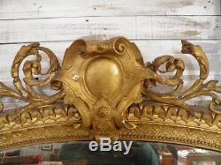 Old Fireplace Mirror Style Louis XV Gilt Wood Epoque Nineteenth Deco Castle