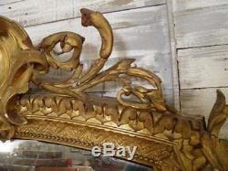 Old Fireplace Mirror Style Louis XV Gilt Wood Epoque Nineteenth Deco Castle