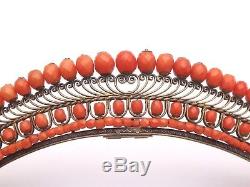 Old Large Tiara Tiara Comb Faceted Coral Beads Empire Nineteenth Time