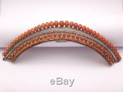Old Large Tiara Tiara Comb Faceted Coral Beads Empire Nineteenth Time
