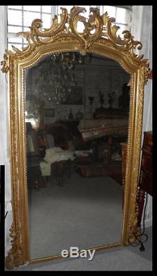 Old Louis XV Style Mirror Gilt Wood Carved Epoque Nineteenth Deco Castle