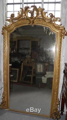 Old Louis XV Style Mirror Gilt Wood Carved Epoque Nineteenth Deco Castle