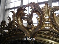 Old Louis XV Style Mirror Gilt Wood Carved Epoque Nineteenth Deco Castle