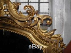 Old Louis XV Style Mirror Gilt Wood Carved Epoque Nineteenth Deco Castle