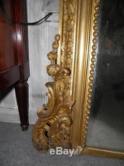 Old Louis XV Style Mirror Gilt Wood Carved Epoque Nineteenth Deco Castle