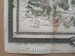 Old Map 1766. Surroundings of Paris. Engraved map, 18th-century coloring.