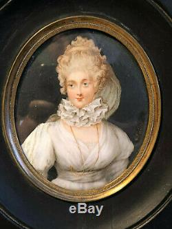 Old Miniature Epoque Xixth Portrait Miss Elisabeth Richardson 19th 1787