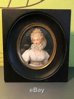 Old Miniature Epoque Xixth Portrait Miss Elisabeth Richardson 19th 1787