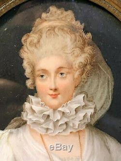 Old Miniature Epoque Xixth Portrait Miss Elisabeth Richardson 19th 1787