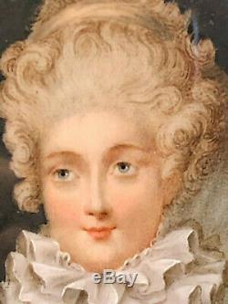 Old Miniature Epoque Xixth Portrait Miss Elisabeth Richardson 19th 1787