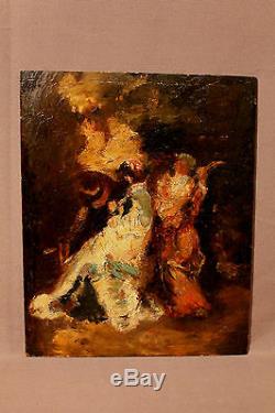 Old Oil On Cardboard By Adolphe Monticelli Xixth Century