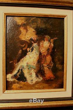 Old Oil On Cardboard By Adolphe Monticelli Xixth Century