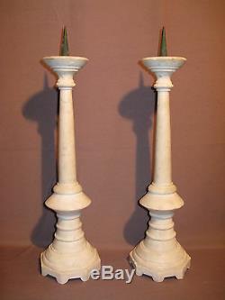 Old Pair Of Candles Pikes Marble Era Nineteenth Century