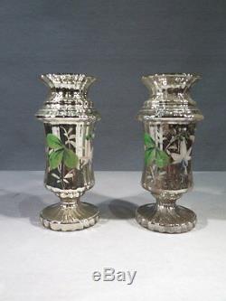Old Pair Of Vases Glass Soufle Mercurisé Time XIX