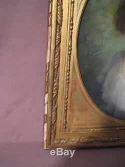 Old Pastel Nineteenth Century Maurice Leanon Portrait Of A Little Girl