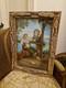 Old Pastel Romantic Scene 19th Century, Bark Frame