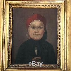 Old Portrait Oil On Canvas Kids Time Nineteenth Hst
