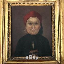 Old Portrait Oil On Canvas Kids Time Nineteenth Hst