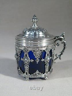 Old Pretty Moutardier Silver Crystal Blue Period End XIX