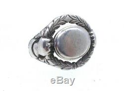 Old Signet Ring Engraved Silver Non Nineteenth Time T58