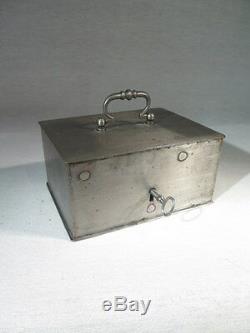 Old Small Gift Box Safe Iron With Its Time Key End XIX