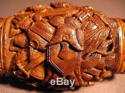 Old Snuffbox Folk Art Carved In Corozo Time Nineteenth Century