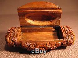 Old Snuffbox Folk Art Carved In Corozo Time Nineteenth Century