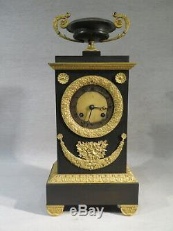 Old Terminal Clock Bronze Brown And Gold Recovery Period Vase Cut Nineteenth Em