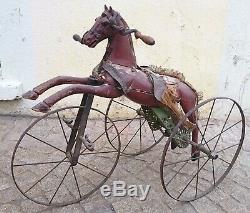 Old Toy, Tricycle Riding Wooden And Cast Iron Period Late Nineteenth