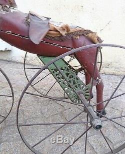 Old Toy, Tricycle Riding Wooden And Cast Iron Period Late Nineteenth
