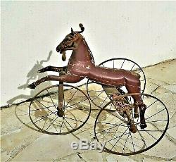 Old Toy, Wooden Horse And Tricycle Melting Period Late XIX 1880