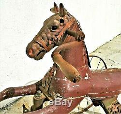 Old Toy, Wooden Horse And Tricycle Melting Period Late XIX 1880