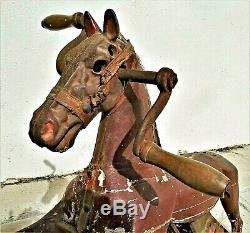 Old Toy, Wooden Horse And Tricycle Melting Period Late XIX 1880