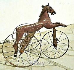 Old Toy, Wooden Horse And Tricycle Melting Period Late XIX 1880