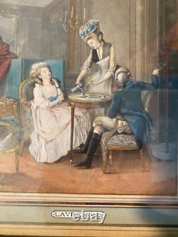 Old engravings, 19th century, enhanced in polychrome. Set of 5