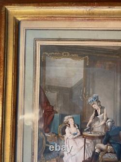 Old engravings, 19th century, enhanced in polychrome. Set of 5