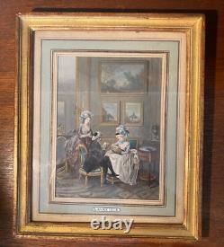 Old engravings, 19th century, enhanced in polychrome. Set of 5