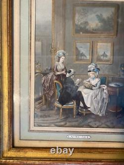 Old engravings, 19th century, enhanced in polychrome. Set of 5