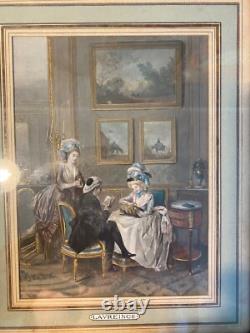 Old engravings, 19th century, enhanced in polychrome. Set of 5