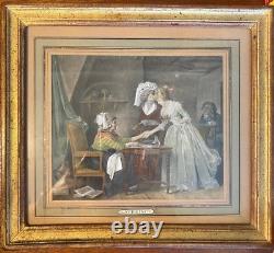 Old engravings, 19th century, enhanced in polychrome. Set of 5