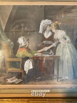 Old engravings, 19th century, enhanced in polychrome. Set of 5