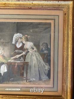 Old engravings, 19th century, enhanced in polychrome. Set of 5