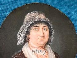 Old miniature from the EMPIRE / RESTORATION period 19th century Portrait Painting XIX