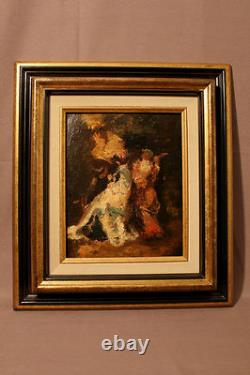 Old oil on cardboard after Adolphe Monticelli, 19th century period