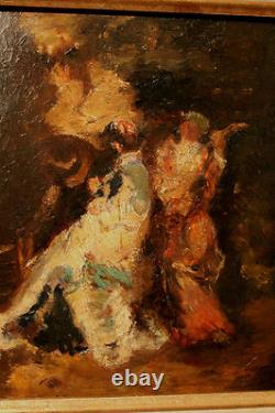 Old oil on cardboard after Adolphe Monticelli, 19th century period