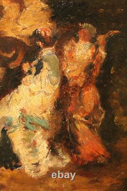 Old oil on cardboard after Adolphe Monticelli, 19th century period