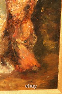 Old oil on cardboard after Adolphe Monticelli, 19th century period