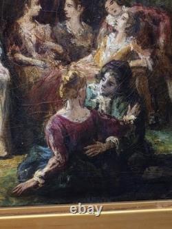 Old oil painting, genre scene, 18th century, 19th-century period, Monticelli