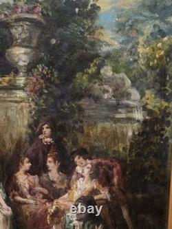 Old oil painting, genre scene, 18th century, 19th-century period, Monticelli